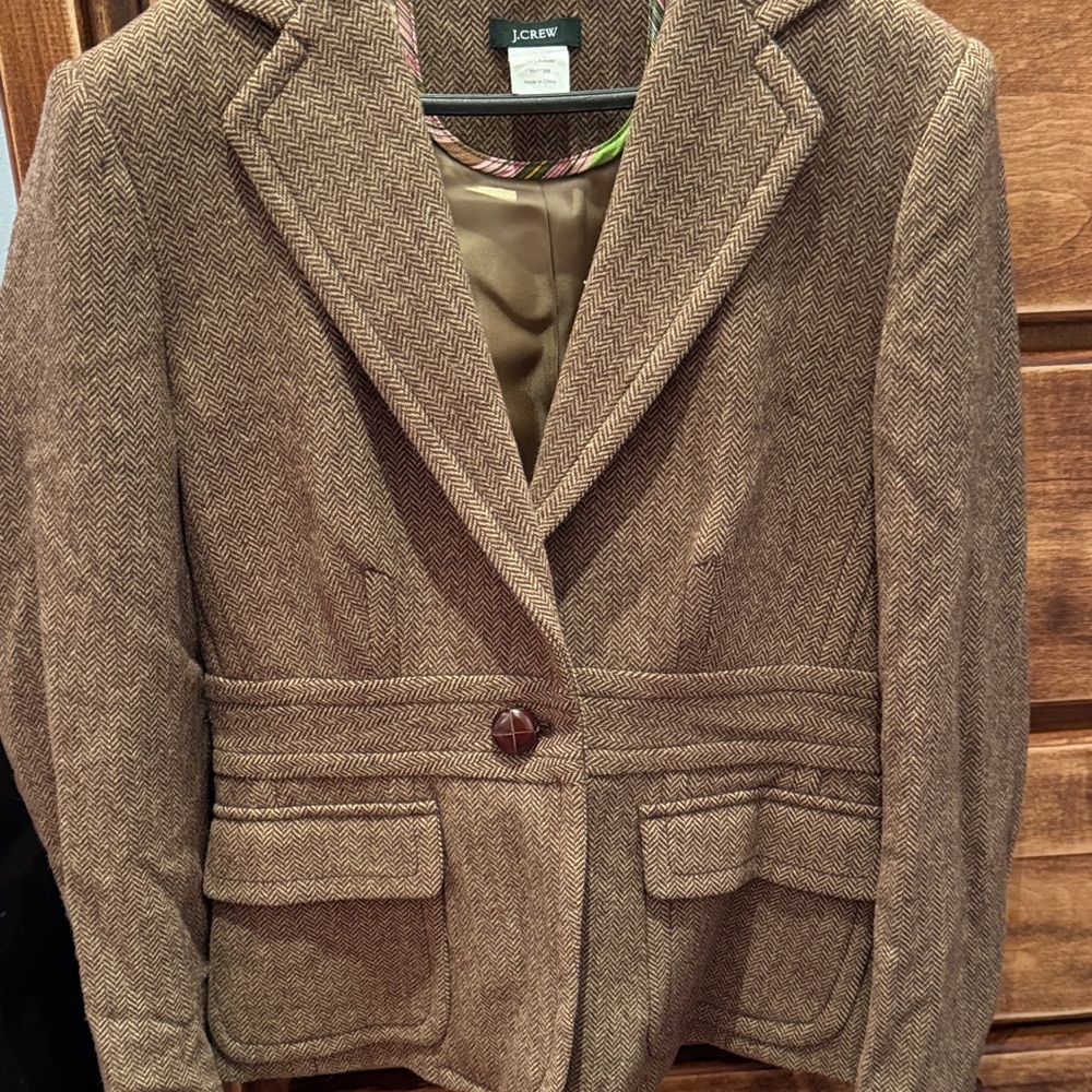J. Crew Women's Brown Herringbone Blazer